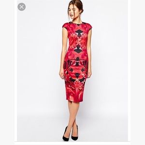 NWOT Ted Baker jungle orchid midi body con dress